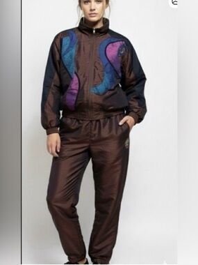 Westbound Sport Women’s VTG Chocolate Mousse 2 Piece Lined  Zip Track Suit SZ M